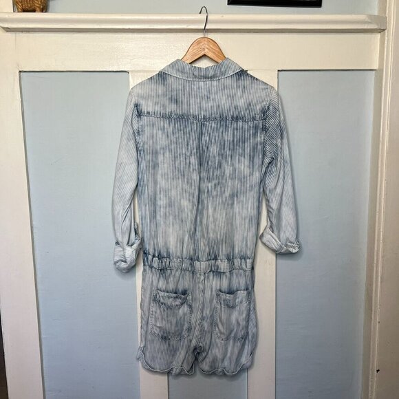 Cloth & Stone Anthropologie Collared Piper Blue and White Striped and Bleached C - Picture 5 of 10